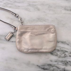 Coach Metallic Pale Pink Leather Wristlet